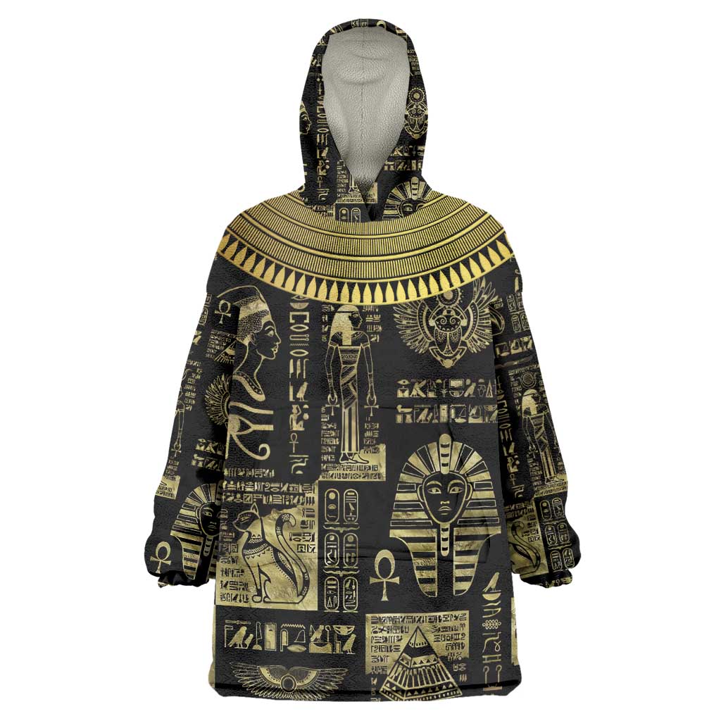 Egypt Pharaoh Wearable Blanket Hoodie Egyptian Hieroglyphs and Symbols DT02
