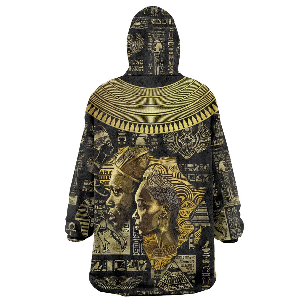 Egypt Pharaoh Wearable Blanket Hoodie Egyptian Hieroglyphs and Symbols DT02