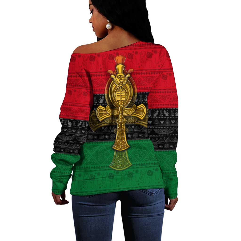 Pan African Ankh Off Shoulder Sweater DT02