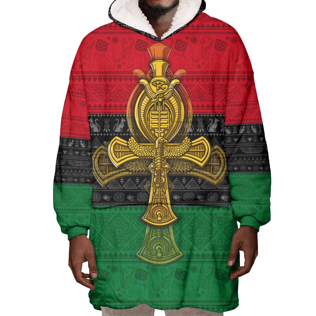 Pan African Ankh Wearable Blanket Hoodie DT02