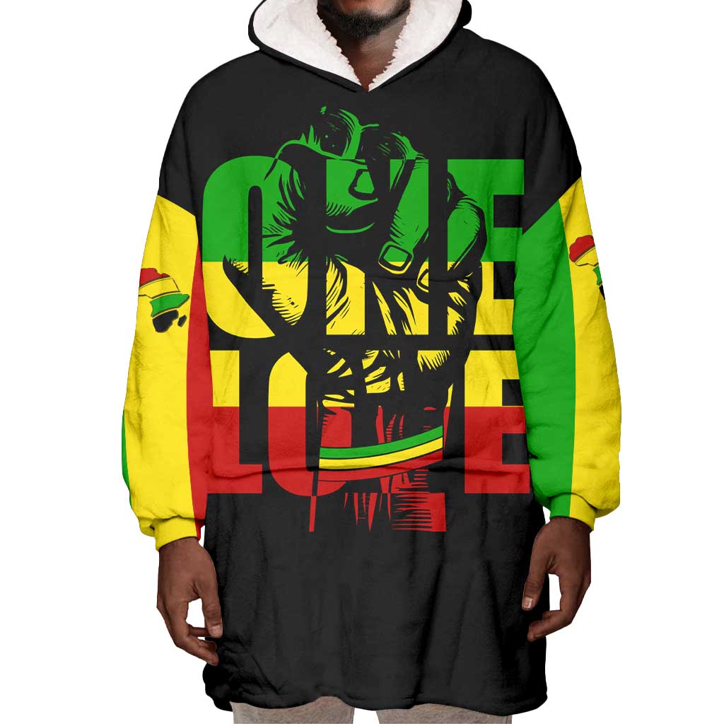 Reggae One Love Wearable Blanket Hoodie African DT02