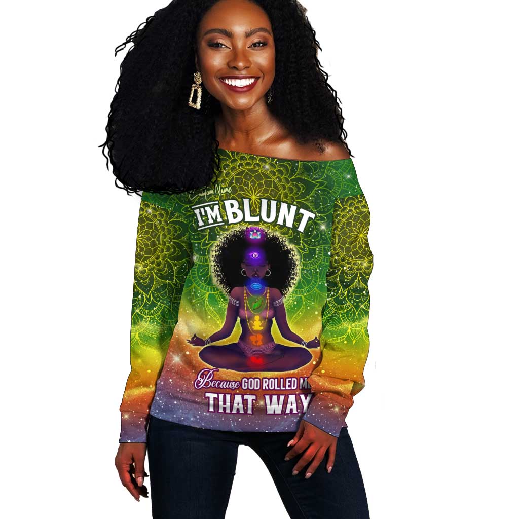 I'm Blunt African Off Shoulder Sweater Black Women Mandala DT02