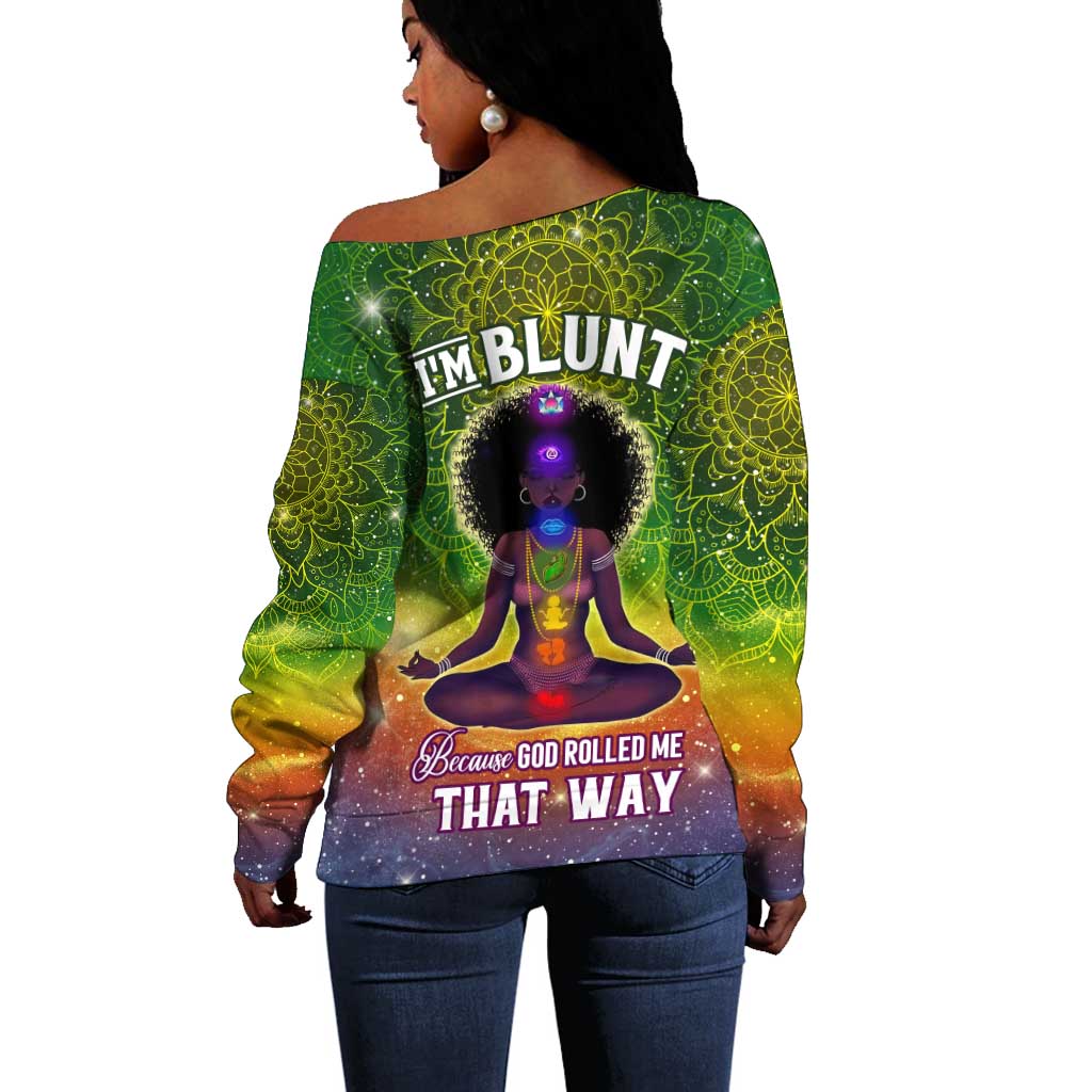 I'm Blunt African Off Shoulder Sweater Black Women Mandala DT02