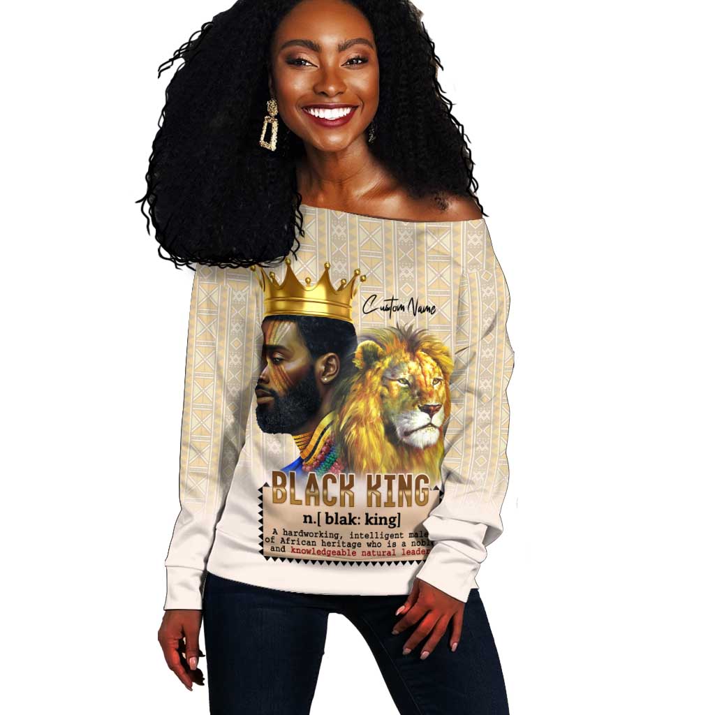 Lion Black King Off Shoulder Sweater African Heritage DT02