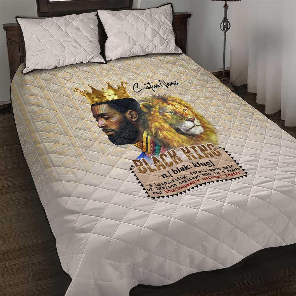 Lion Black King Quilt Bed Set African Heritage DT02