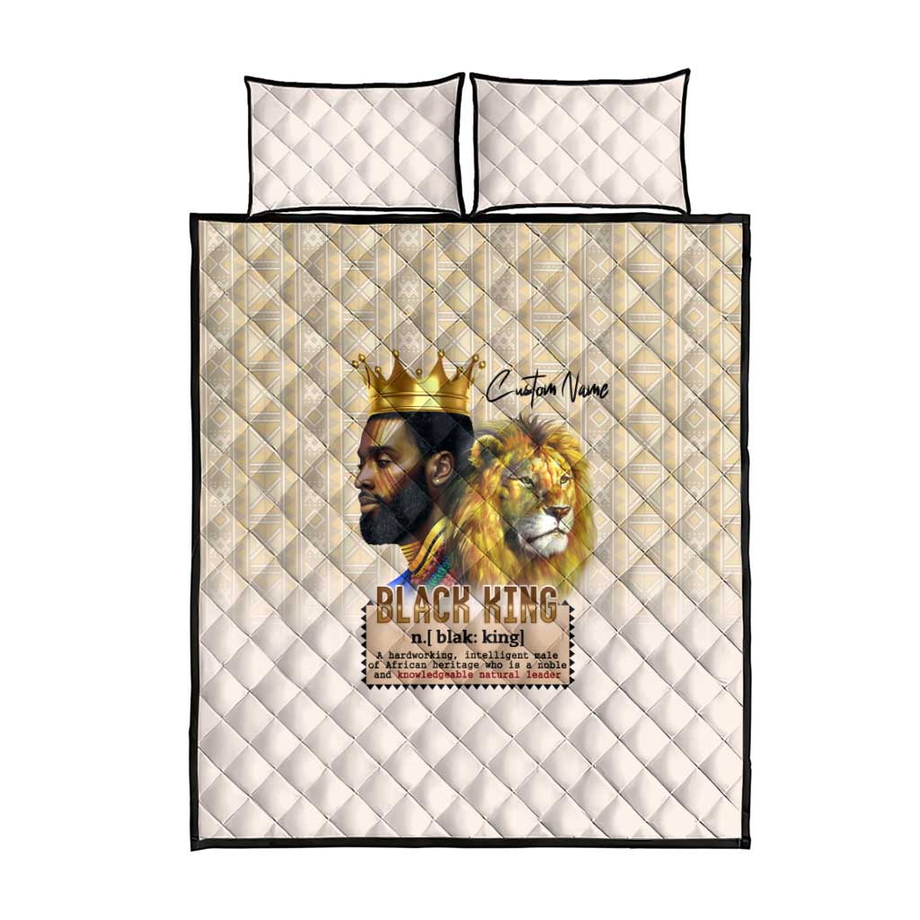 Lion Black King Quilt Bed Set African Heritage DT02