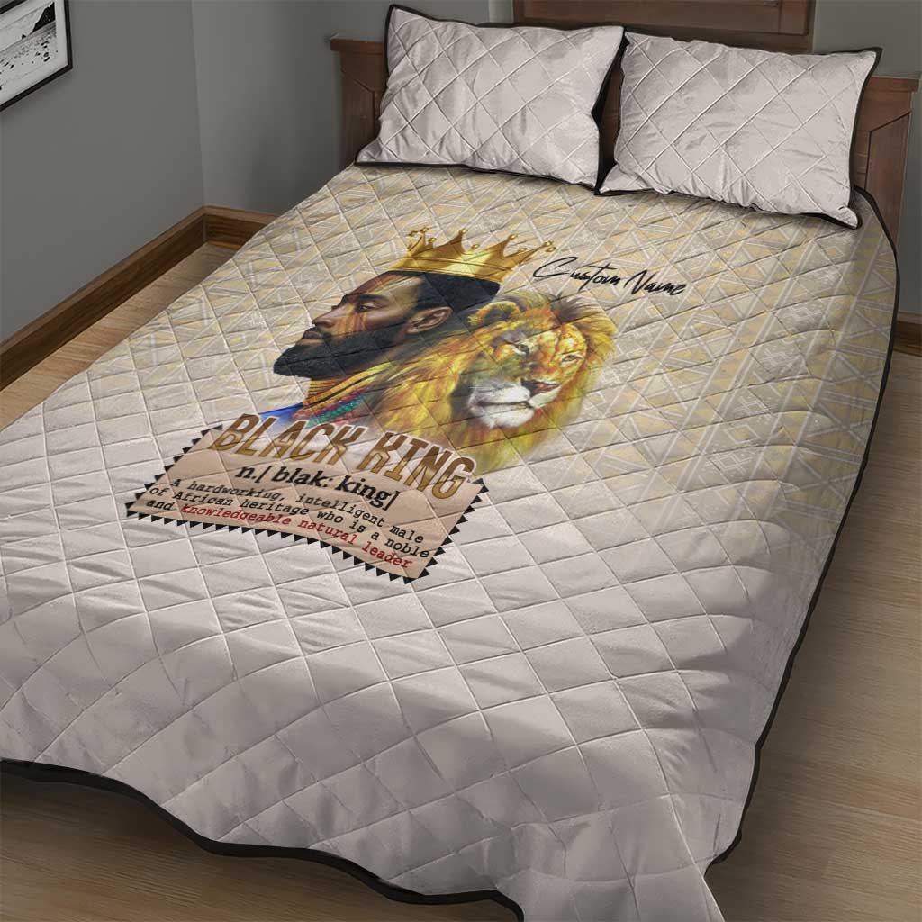 Lion Black King Quilt Bed Set African Heritage DT02