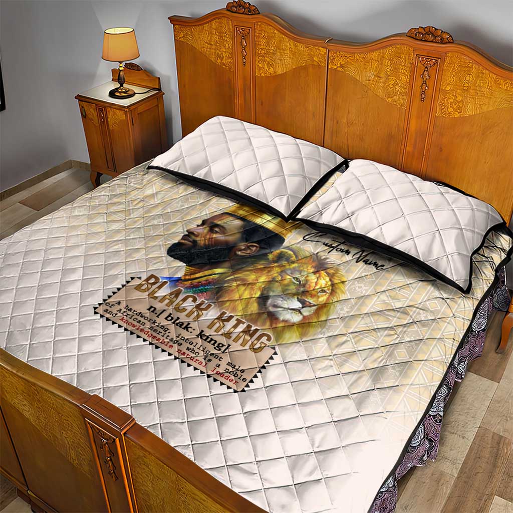 Lion Black King Quilt Bed Set African Heritage DT02
