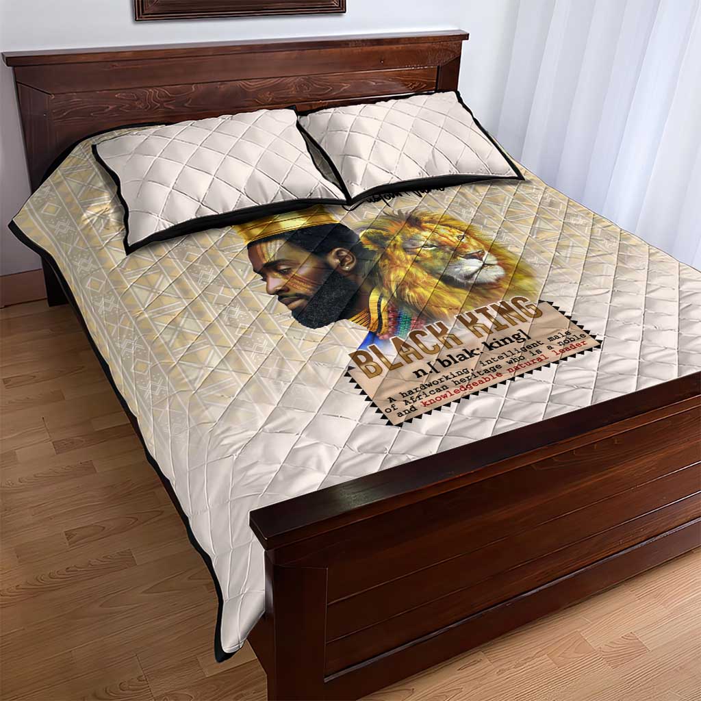 Lion Black King Quilt Bed Set African Heritage DT02
