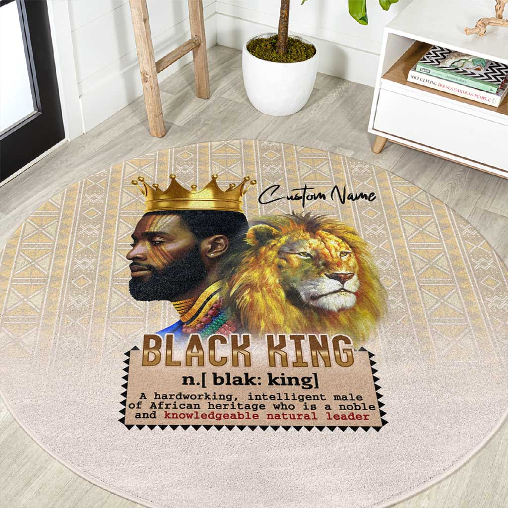 Lion Black King Round Carpet African Heritage DT02