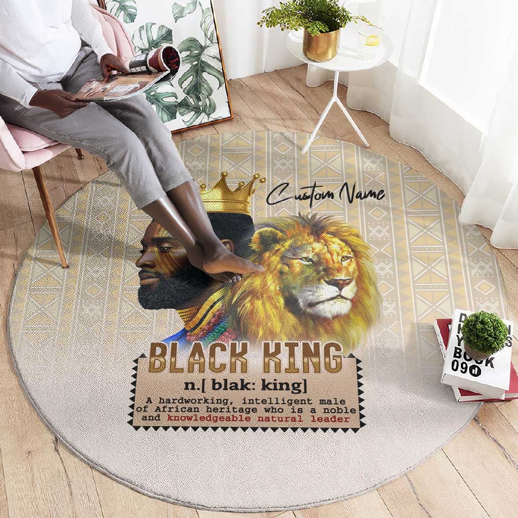 Lion Black King Round Carpet African Heritage DT02