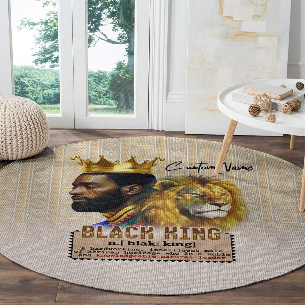 Lion Black King Round Carpet African Heritage DT02