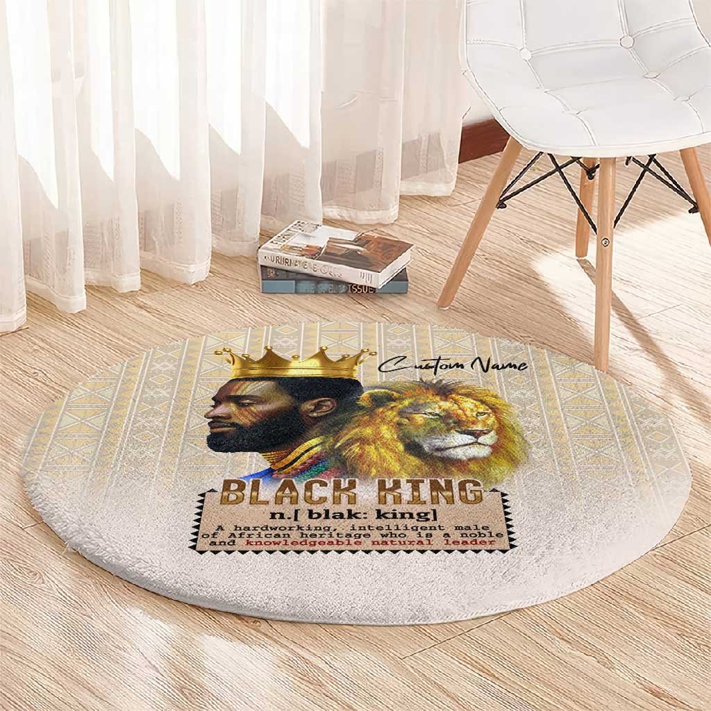 Lion Black King Round Carpet African Heritage DT02