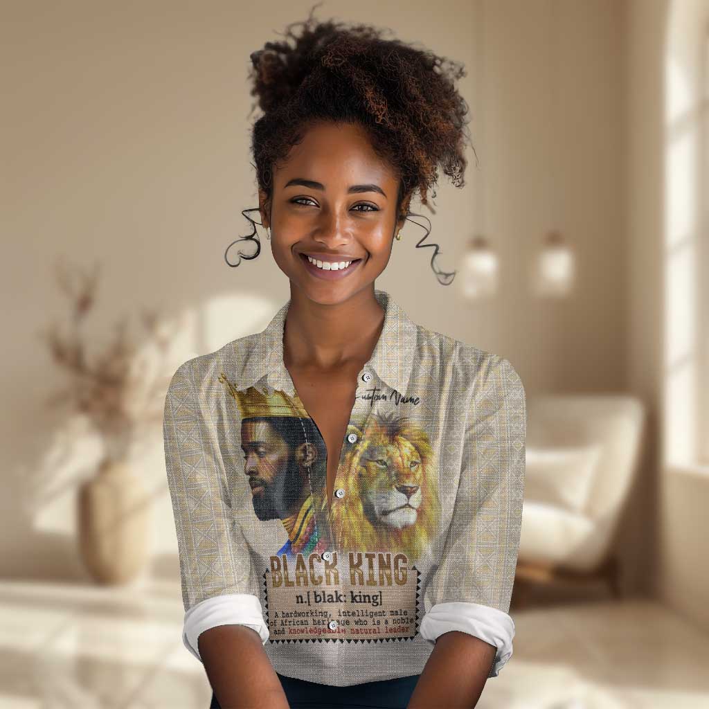Lion Black King Women Casual Shirt African Heritage DT02