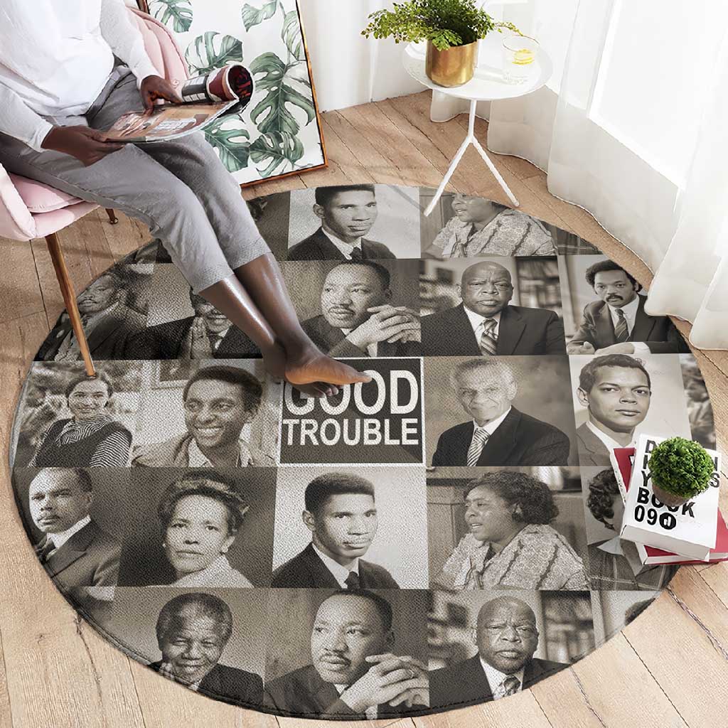 Good Trouble Round Carpet Civil Rights Leaders DT02
