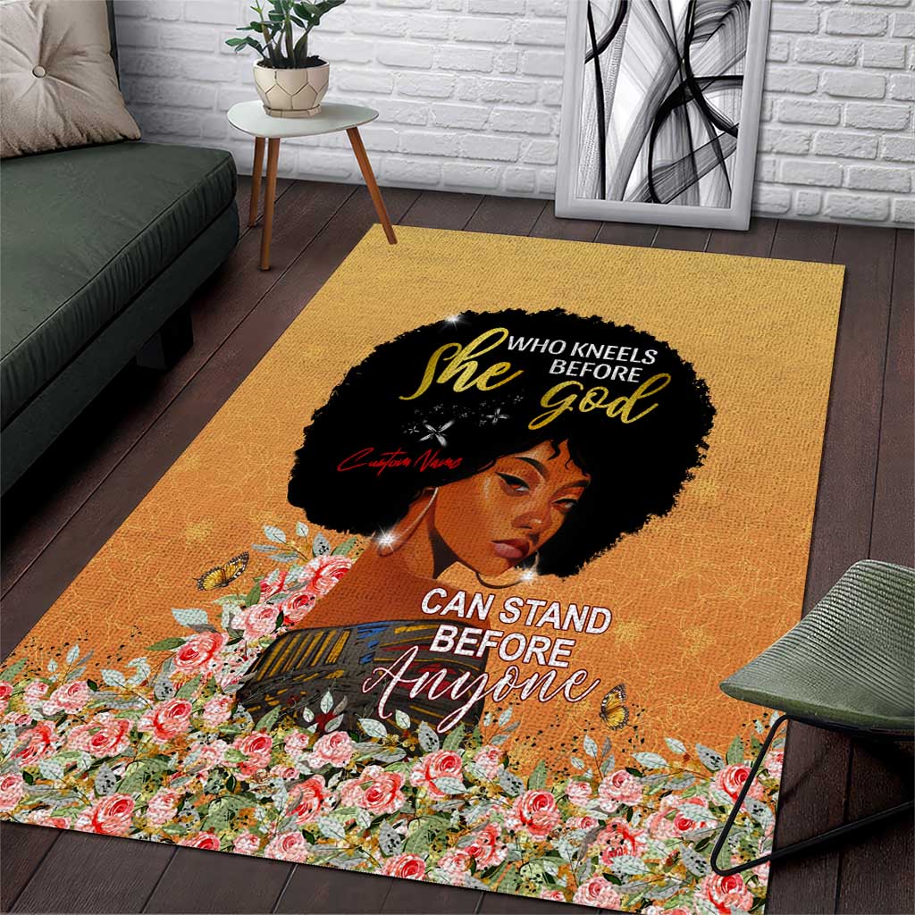 Personalized African Black Women Area Rug She Who Kneels Before God DT02