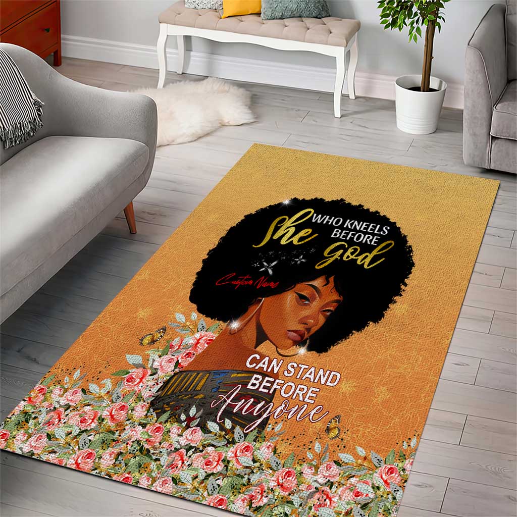 Personalized African Black Women Area Rug She Who Kneels Before God DT02