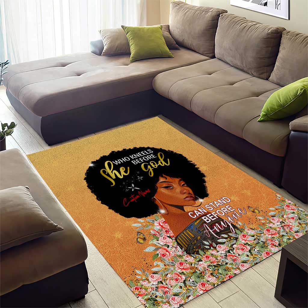 Personalized African Black Women Area Rug She Who Kneels Before God DT02