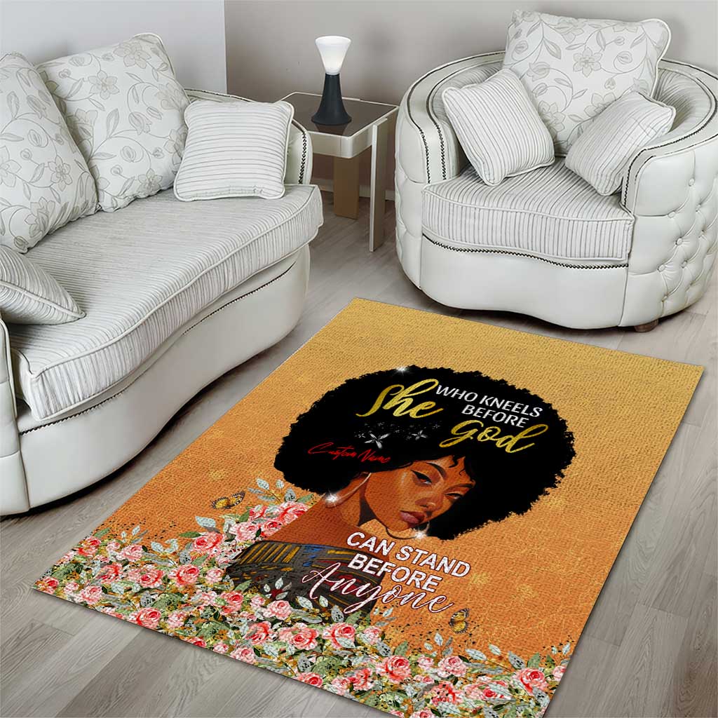 Personalized African Black Women Area Rug She Who Kneels Before God DT02