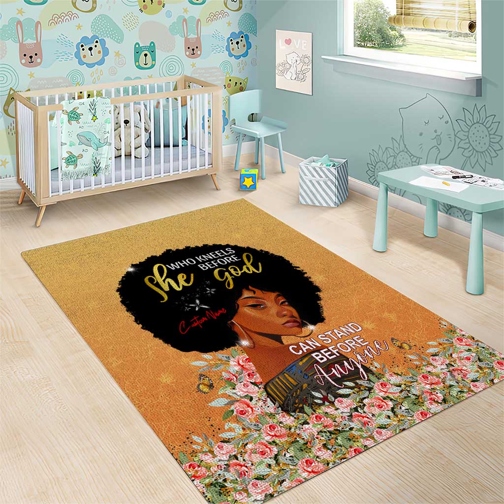Personalized African Black Women Area Rug She Who Kneels Before God DT02