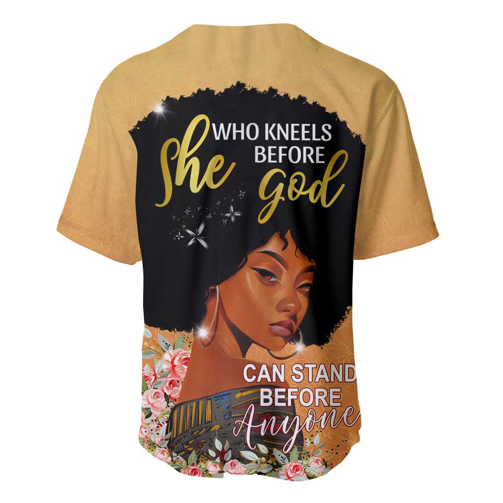 Personalized African Black Women Baseball Jersey She Who Kneels Before God DT02