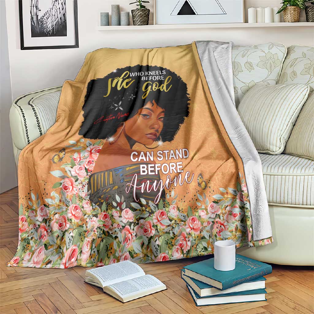 Personalized African Black Women Blanket She Who Kneels Before God DT02