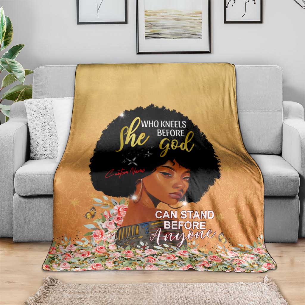 Personalized African Black Women Blanket She Who Kneels Before God DT02