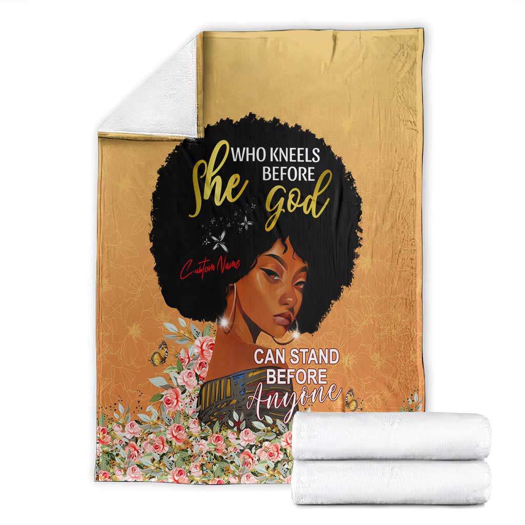 Personalized African Black Women Blanket She Who Kneels Before God DT02