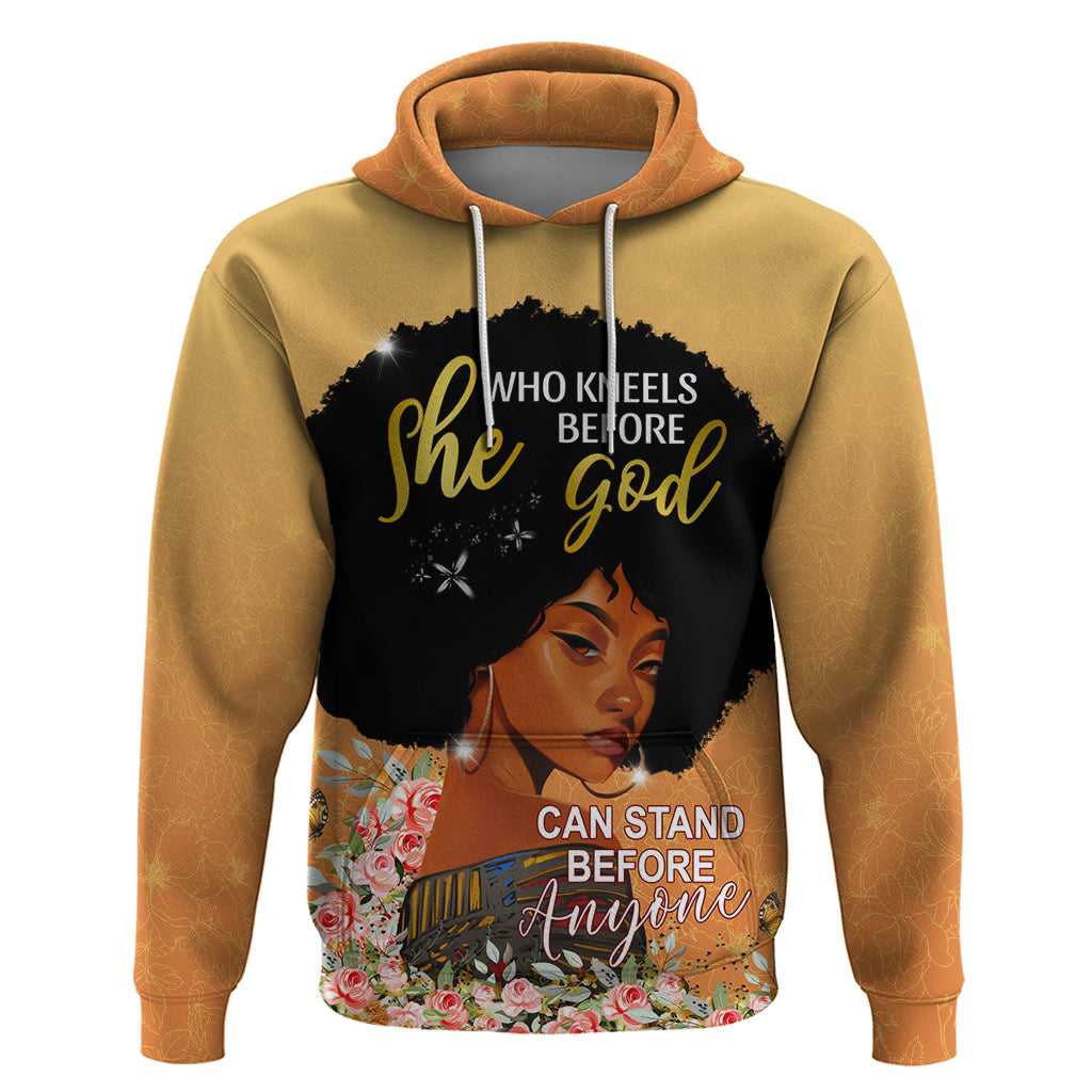 Personalized African Black Women Hoodie She Who Kneels Before God DT02