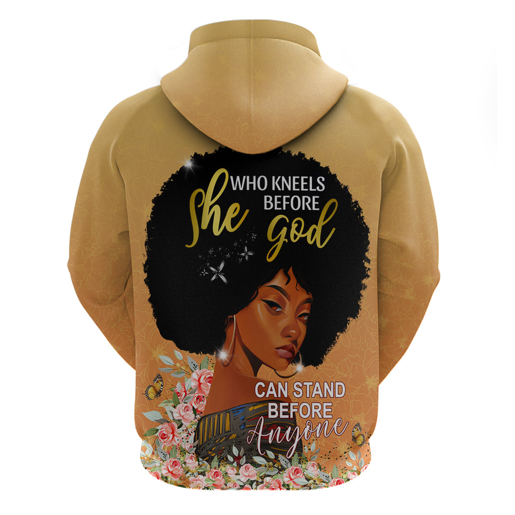 Personalized African Black Women Hoodie She Who Kneels Before God DT02