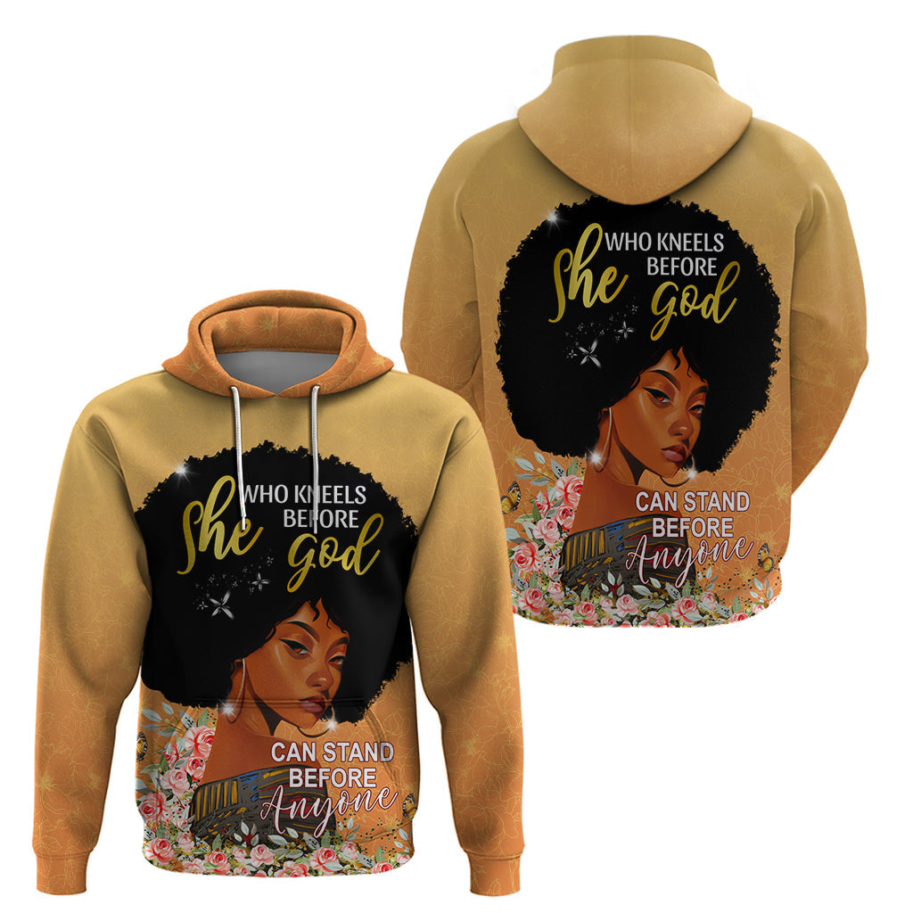 Personalized African Black Women Hoodie She Who Kneels Before God DT02