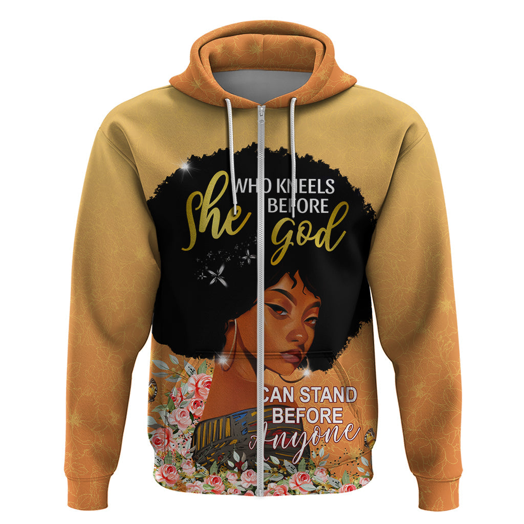 Personalized African Black Women Hoodie She Who Kneels Before God DT02