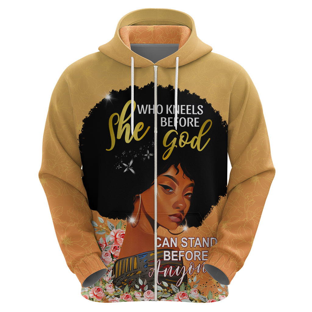 Personalized African Black Women Hoodie She Who Kneels Before God DT02