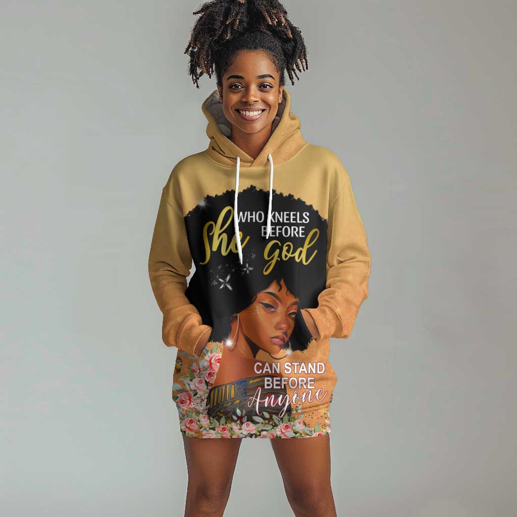 Personalized African Black Women Hoodie Dress She Who Kneels Before God DT02