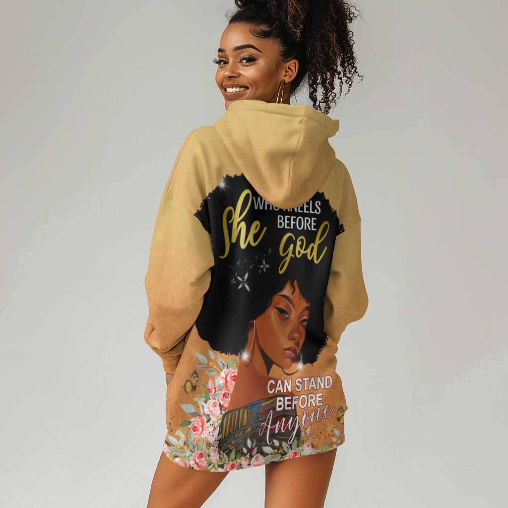 Personalized African Black Women Hoodie Dress She Who Kneels Before God DT02