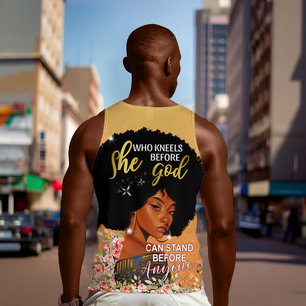 Personalized African Black Women Men Tank Top She Who Kneels Before God DT02