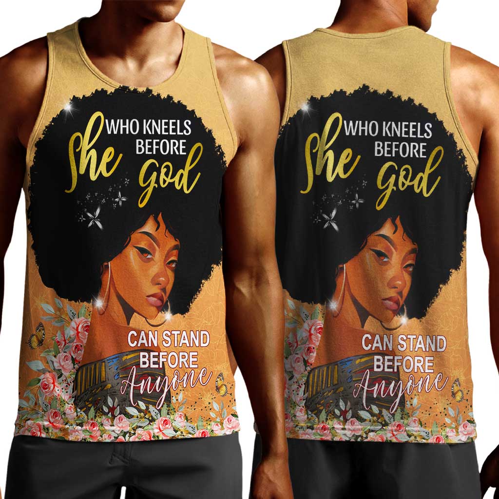 Personalized African Black Women Men Tank Top She Who Kneels Before God DT02