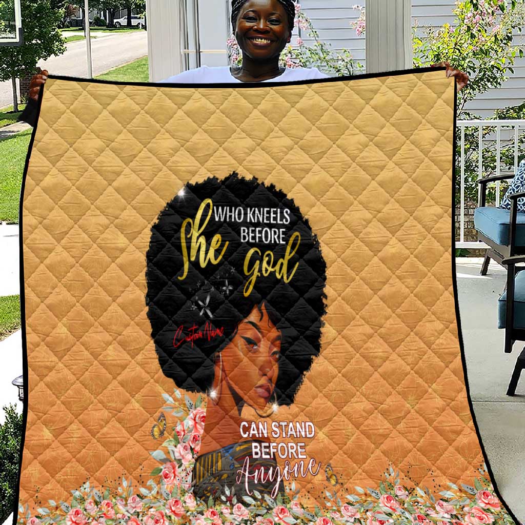 Personalized African Black Women Quilt She Who Kneels Before God DT02