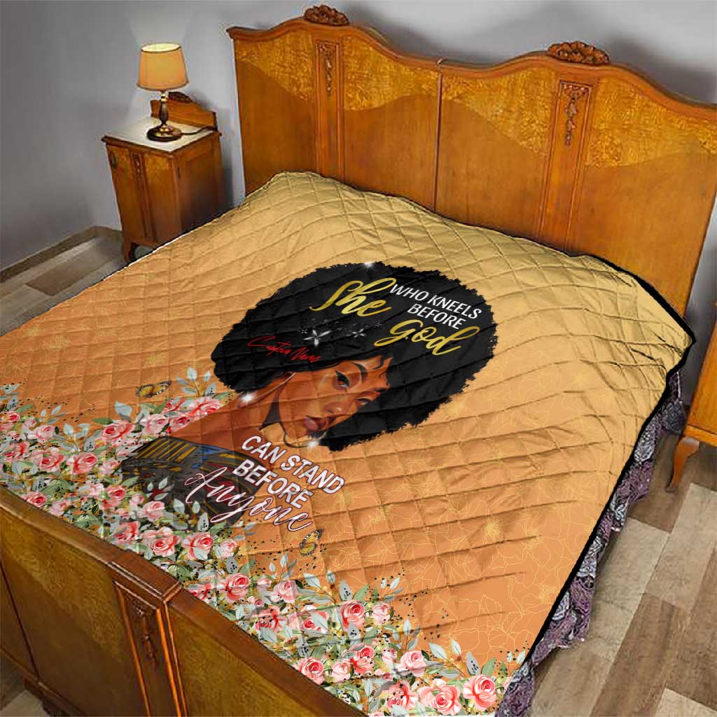 Personalized African Black Women Quilt She Who Kneels Before God DT02