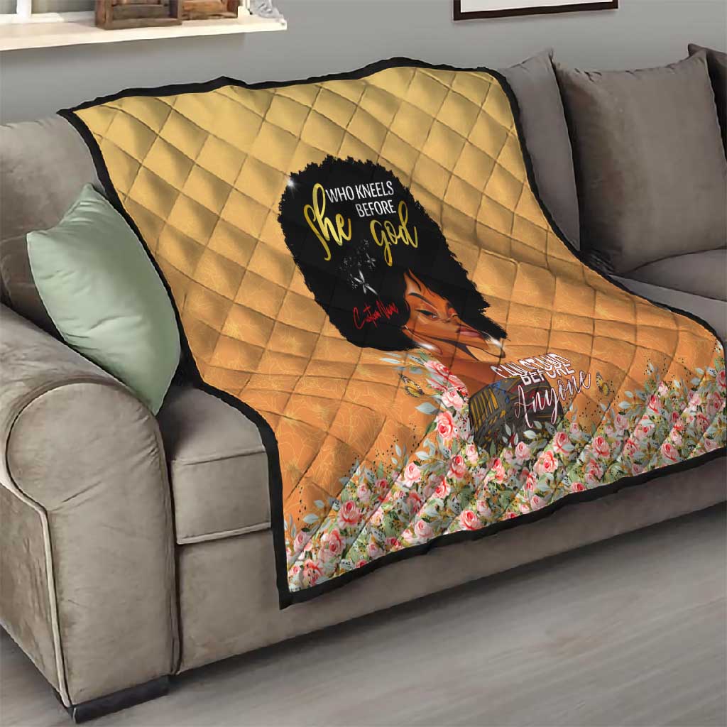 Personalized African Black Women Quilt She Who Kneels Before God DT02