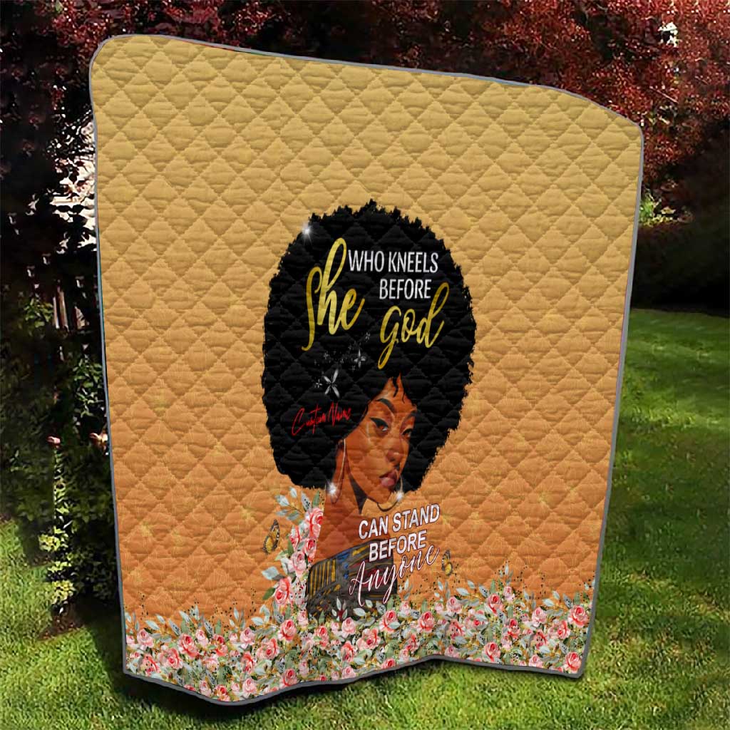 Personalized African Black Women Quilt She Who Kneels Before God DT02