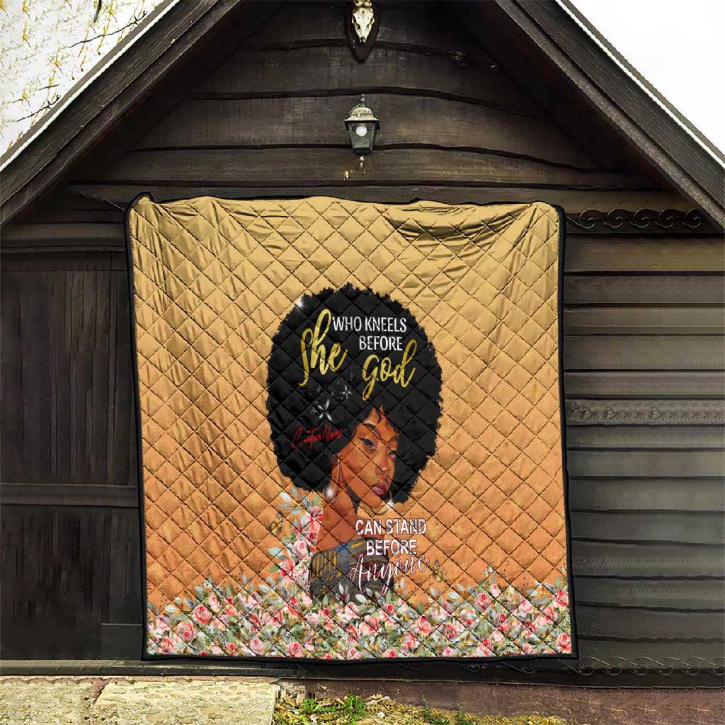 Personalized African Black Women Quilt She Who Kneels Before God DT02