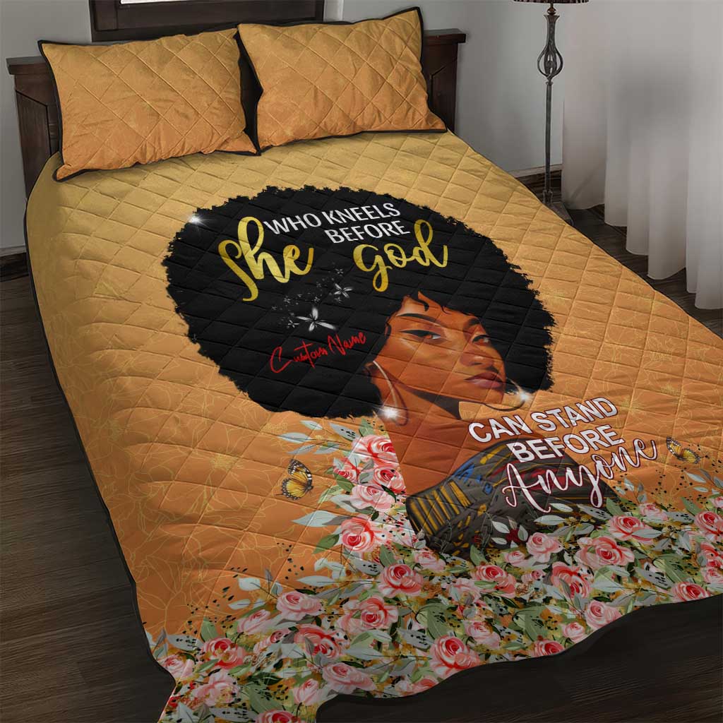 Personalized African Black Women Quilt Bed Set She Who Kneels Before God DT02