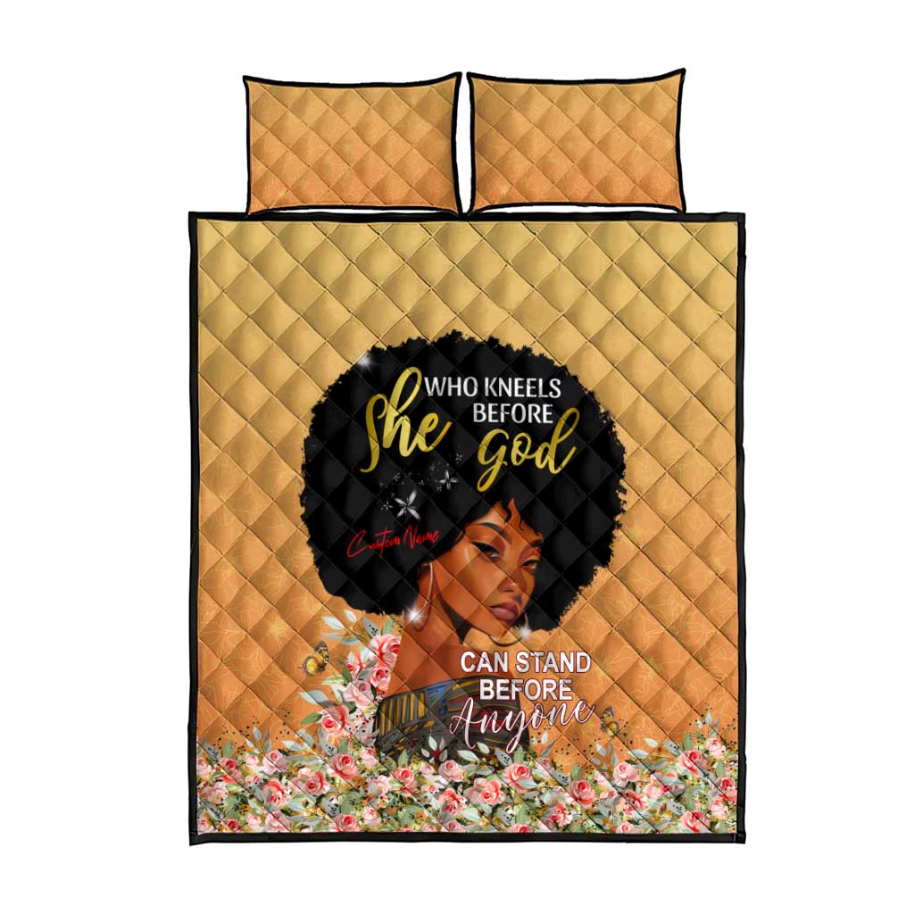 Personalized African Black Women Quilt Bed Set She Who Kneels Before God DT02
