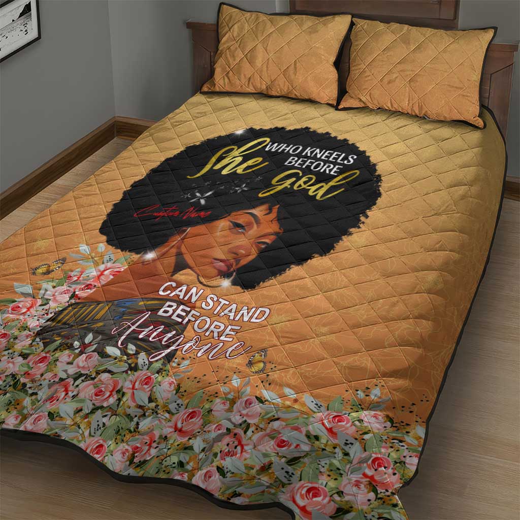 Personalized African Black Women Quilt Bed Set She Who Kneels Before God DT02