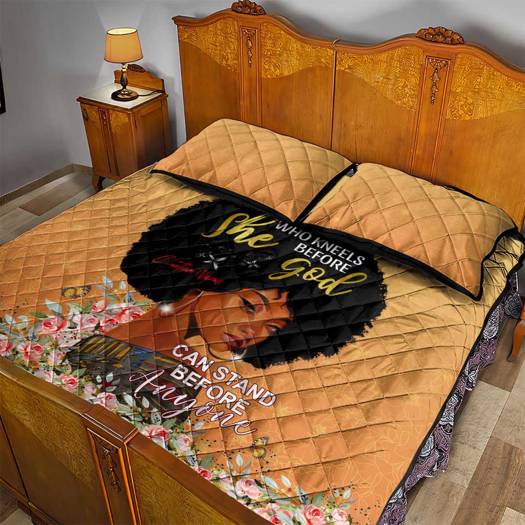 Personalized African Black Women Quilt Bed Set She Who Kneels Before God DT02