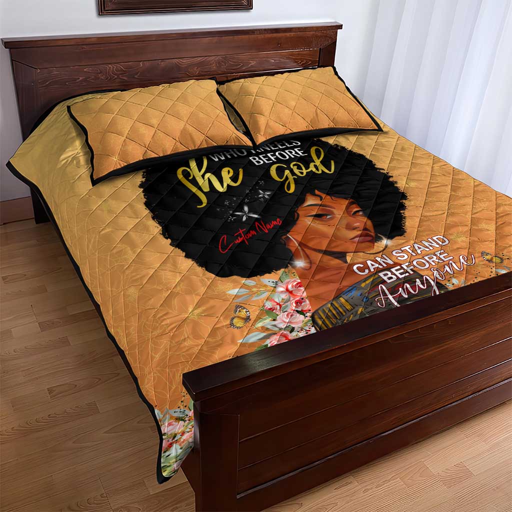 Personalized African Black Women Quilt Bed Set She Who Kneels Before God DT02