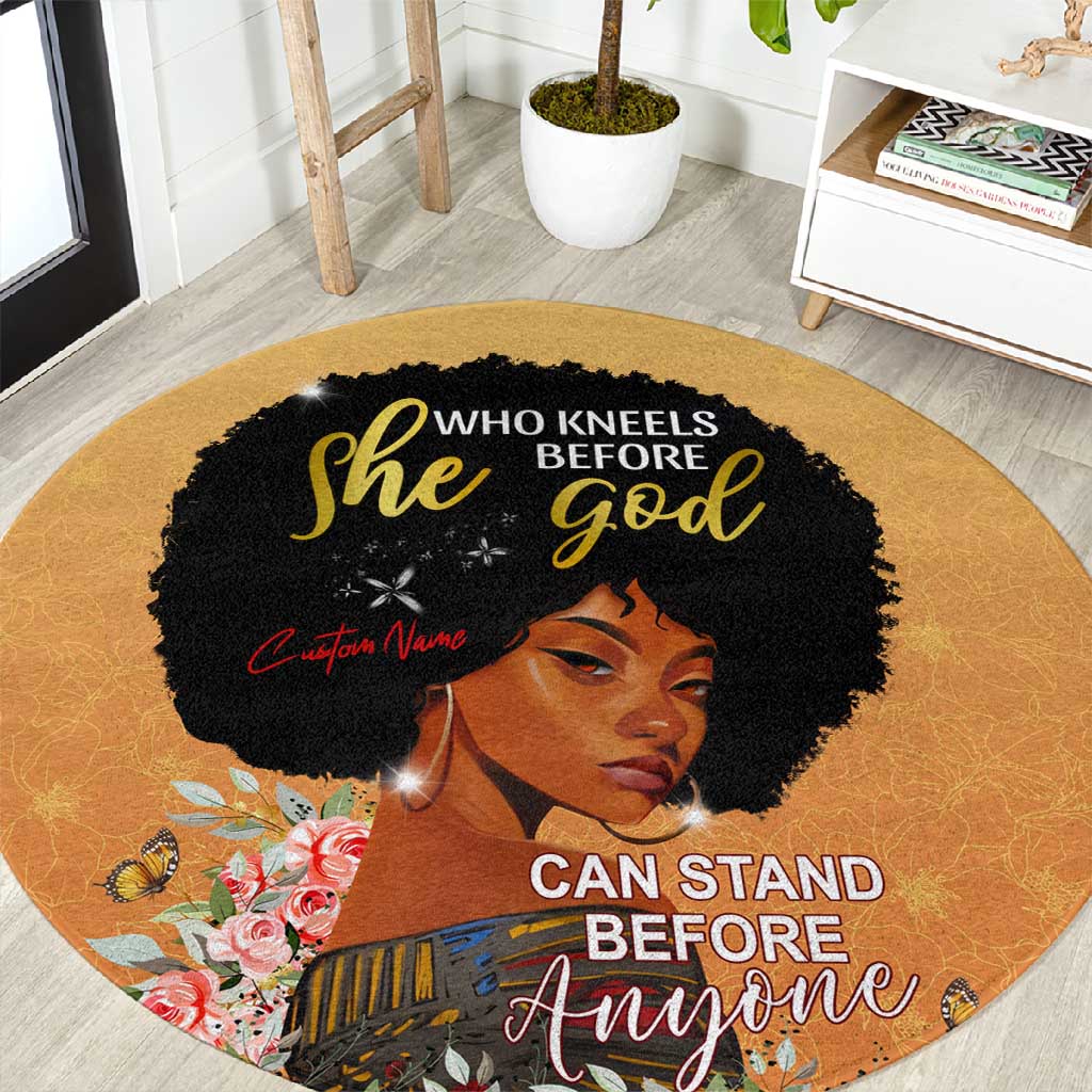 Personalized African Black Women Round Carpet She Who Kneels Before God DT02