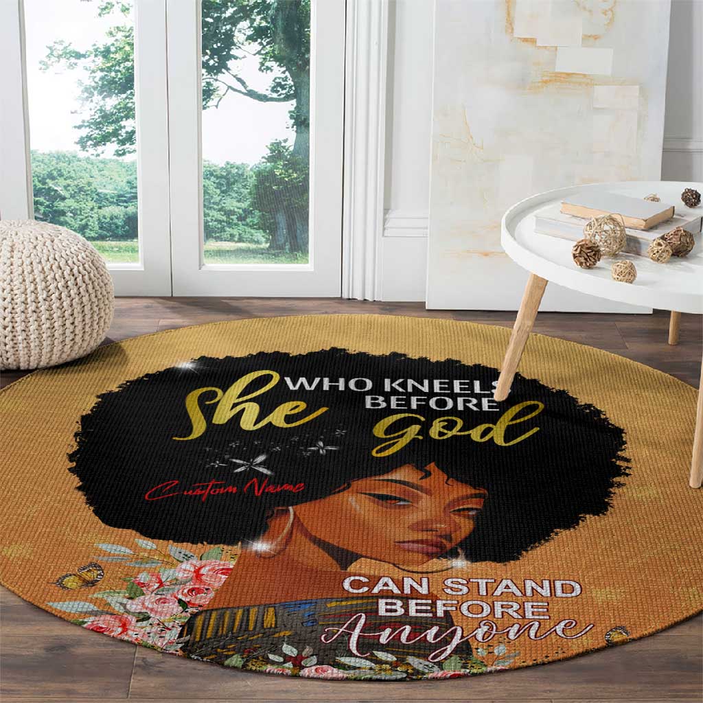 Personalized African Black Women Round Carpet She Who Kneels Before God DT02