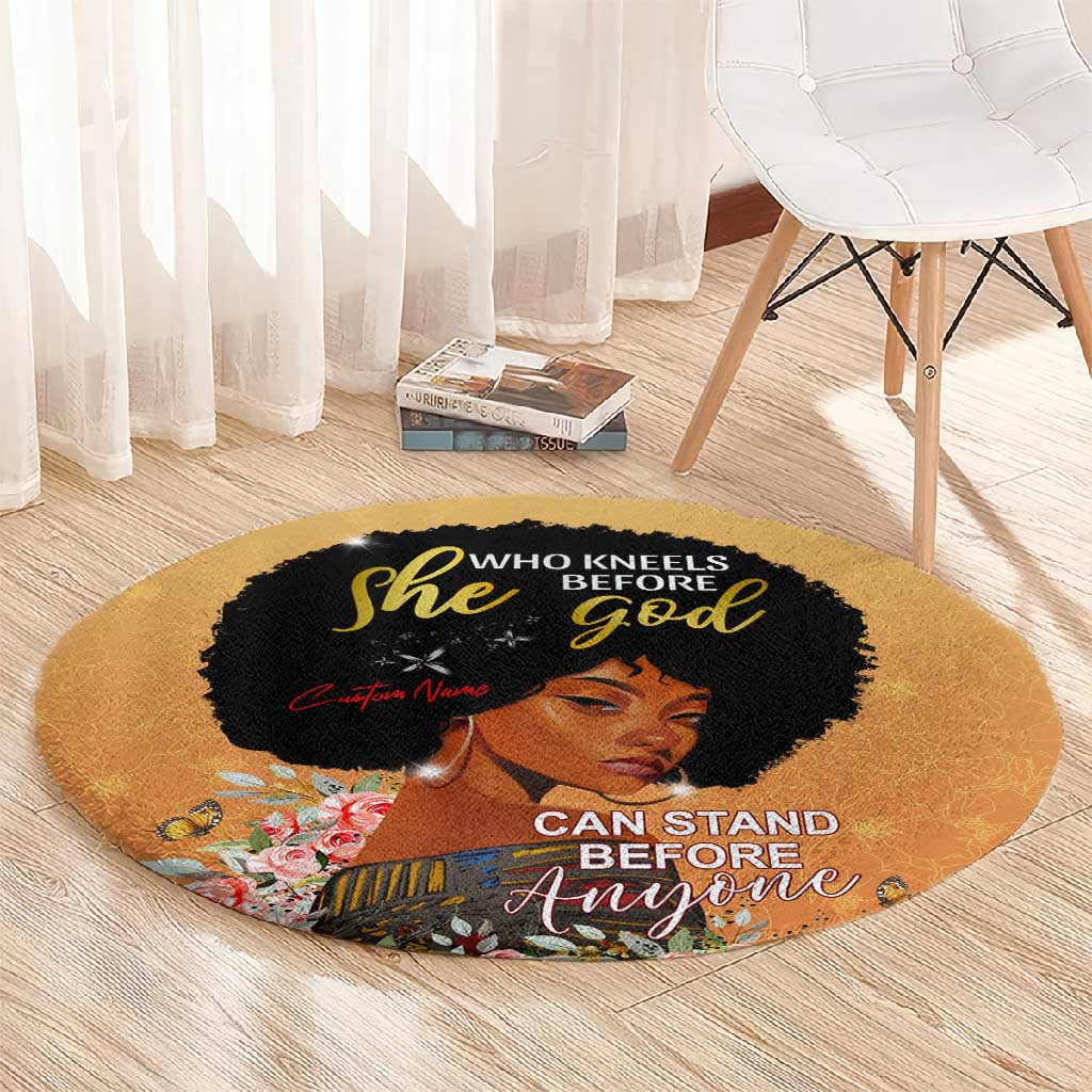 Personalized African Black Women Round Carpet She Who Kneels Before God DT02